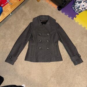 Banana Republic Gray Pea Coat with Wide Lapels